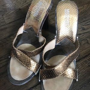 Gold * Lucite * Wood Michael Kors heels
